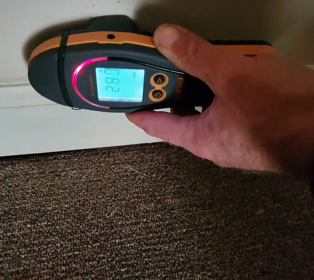 Moisture detection at baseboard during Mold Inspection & Testing in South Whittier